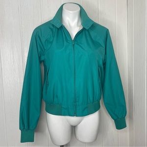 Vintage 90’s American Eagle Twill Bomber Jacket Large Teal Pastel Plaid Lining